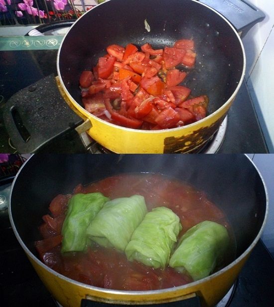 LàmBắp cải cuộn thịt sốt cà chua tại nhà.